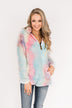 Quarter Zip Tie Dye Sherpa- Cotton Candy