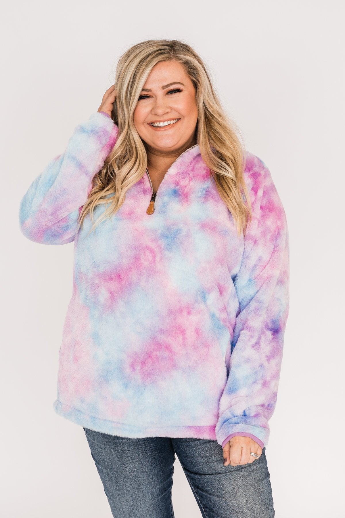 Tie dye sherpa pullover wholesale outlet