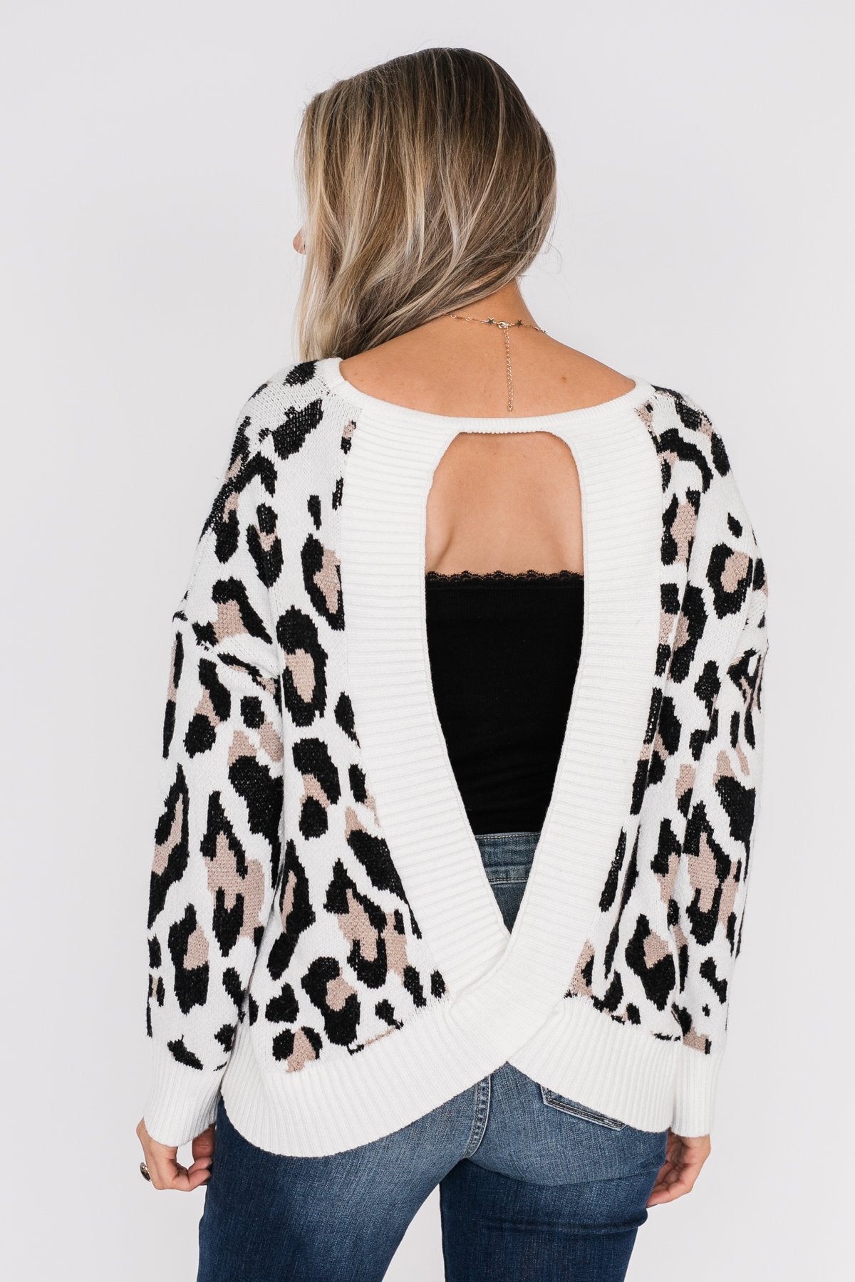 Untamed Beauty Open Back Sweater- Ivory