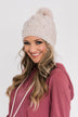 Fleece Lined Pom Beanie- Cream