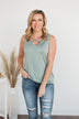 Meant What I Said Criss-Cross Tank- Sage