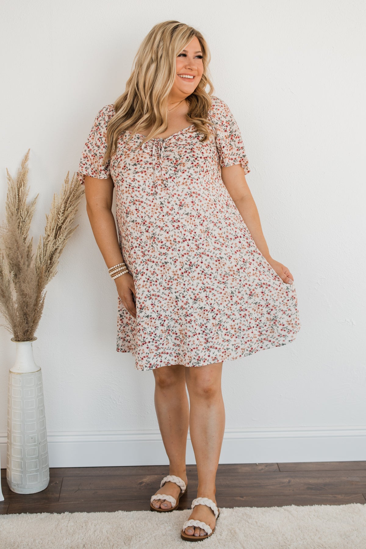 Dashing Through The Daisies Floral Dress- Ivory