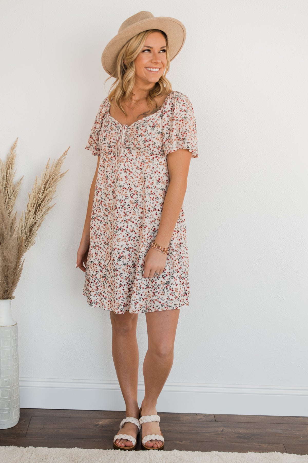 Dashing Through The Daisies Floral Dress- Ivory