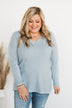 Soft As A Cloud V-Neck Sweater- Baby Blue