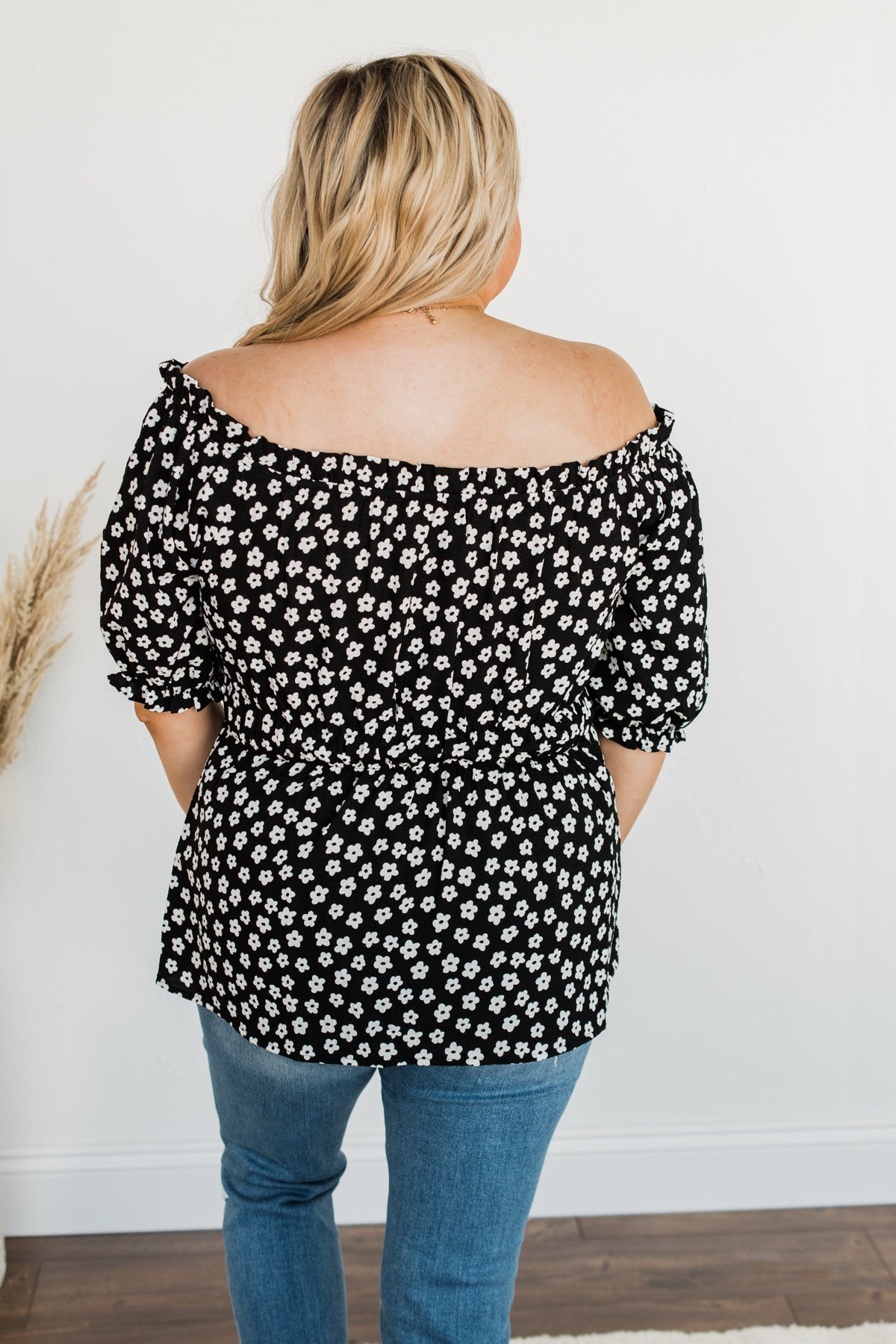 Meet Again Someday Floral Babydoll Blouse- Black