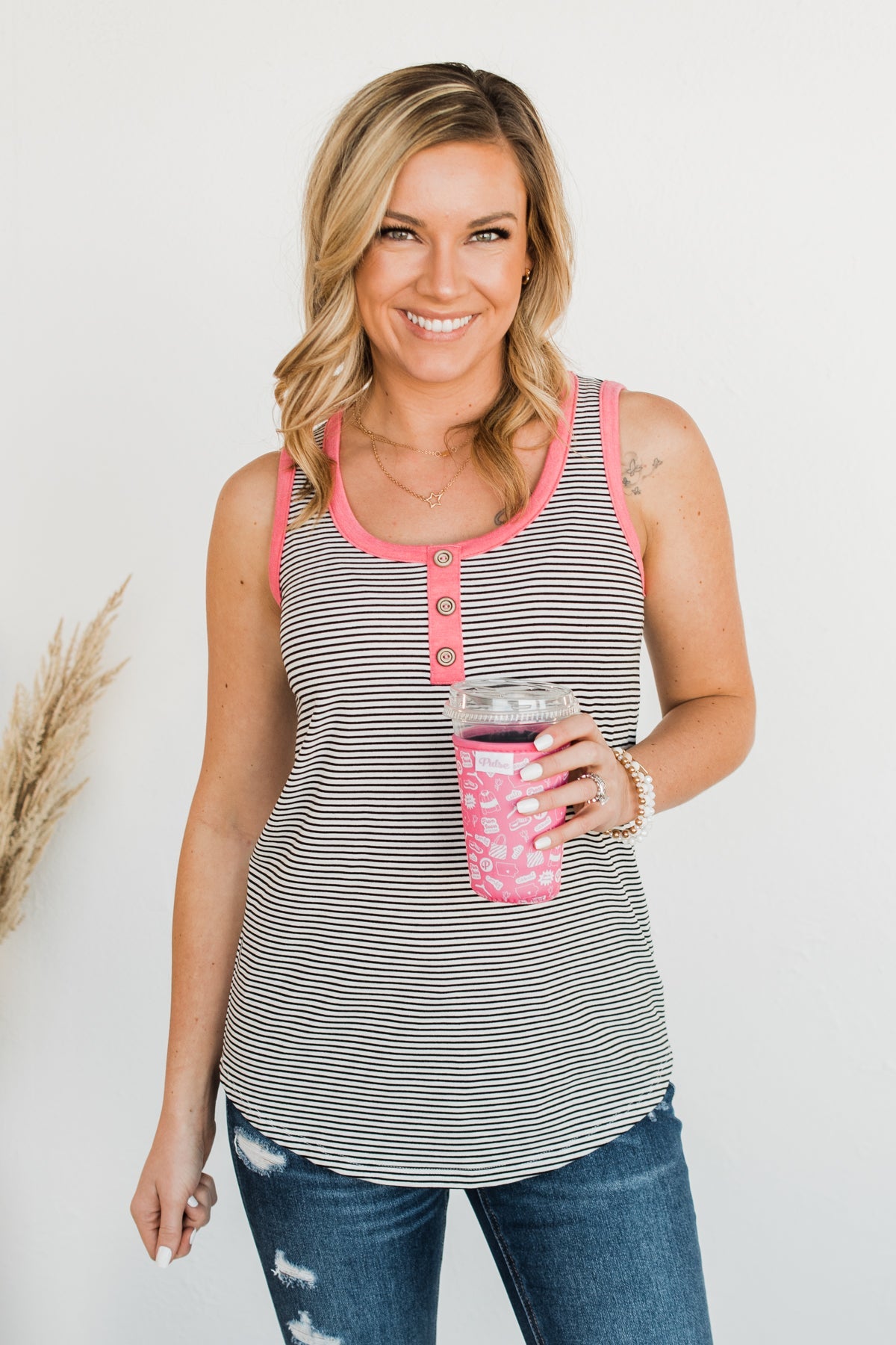 Slowing Down Time Striped Tank Top- Black & Ivory