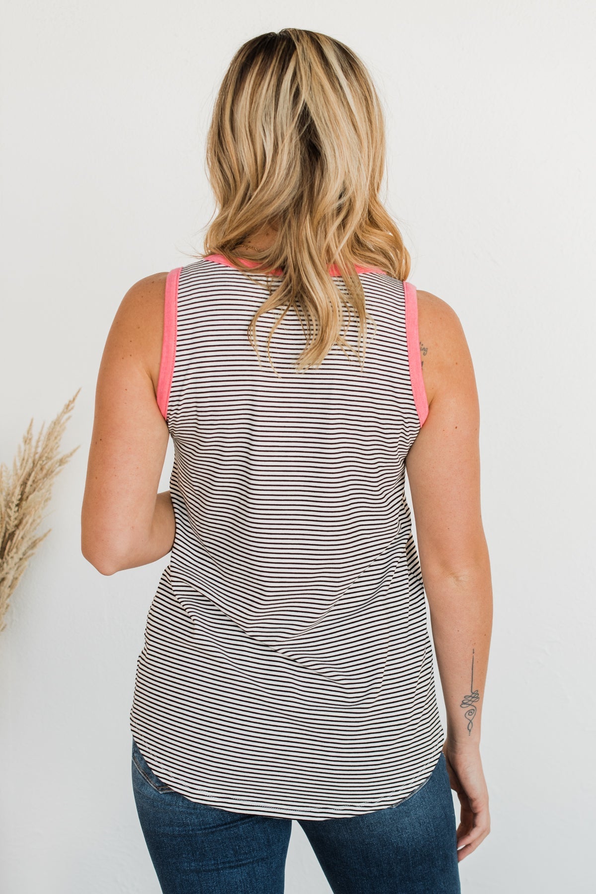 Slowing Down Time Striped Tank Top- Black & Ivory
