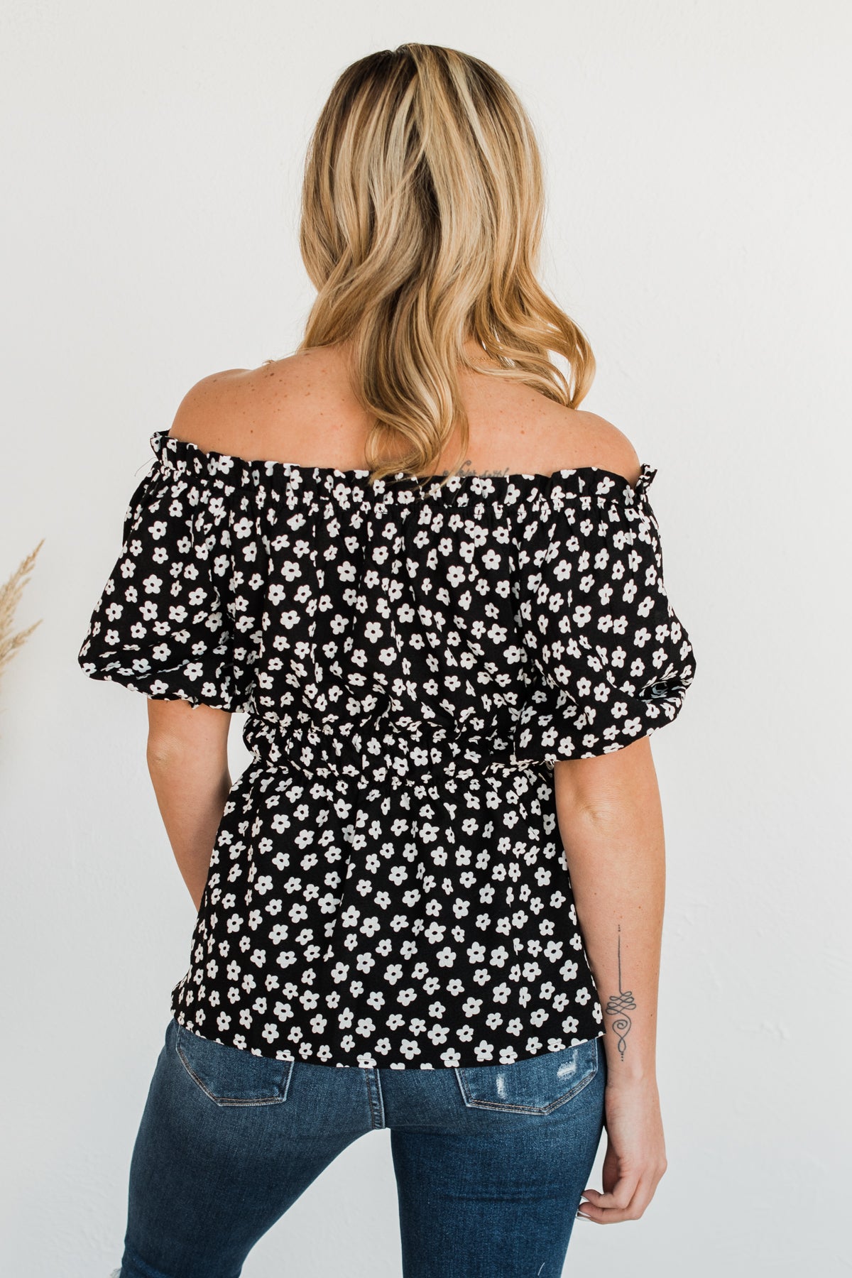 Meet Again Someday Floral Babydoll Blouse- Black