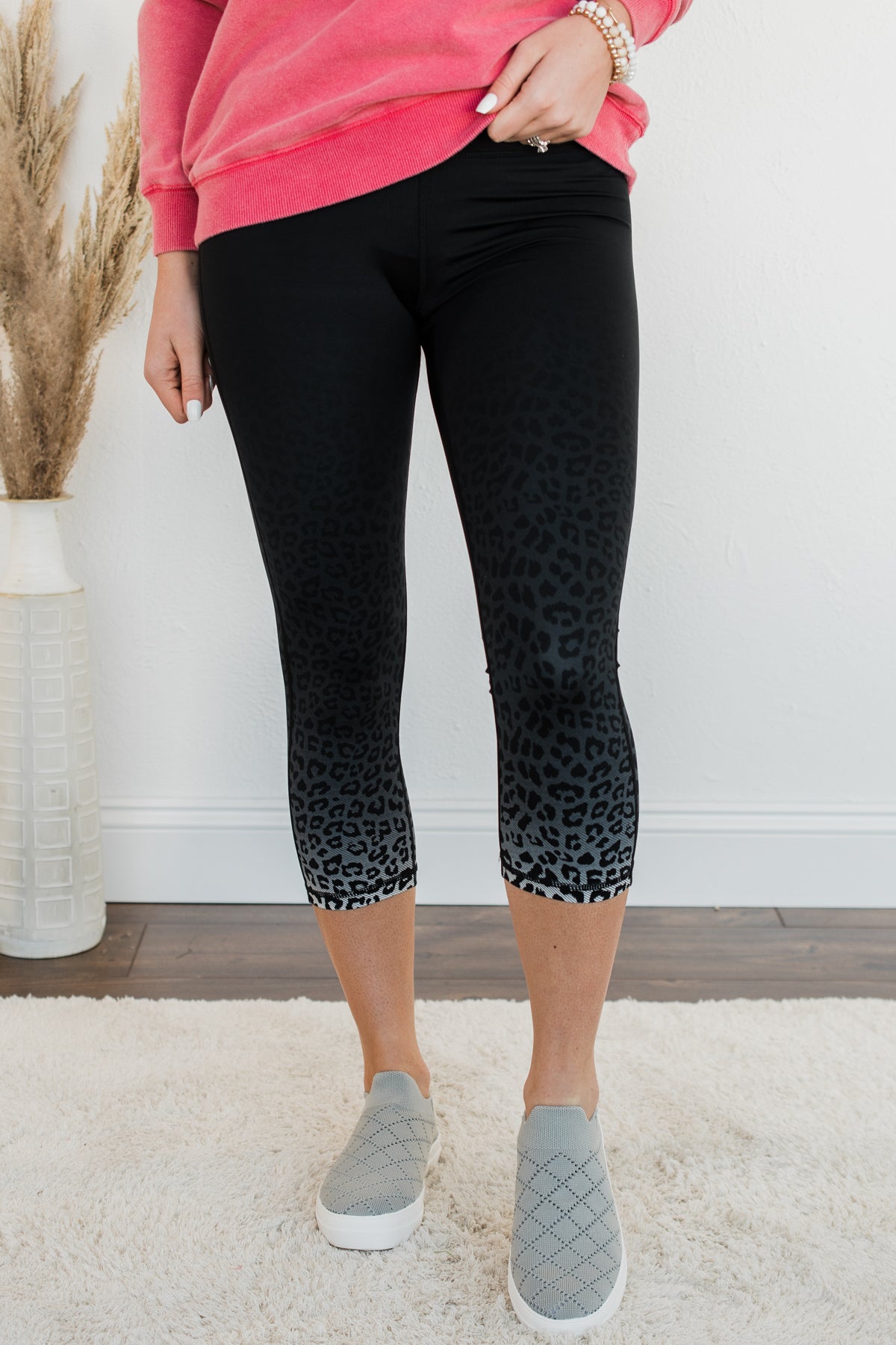 Set In My Ways Ombre Leopard Leggings- Black