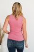 Uplifting Spirits Button Henley Tank Top- Bubblegum Pink
