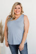 Came To Win V-Neck Tank- Denim Blue