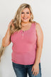 Uplifting Spirits Button Henley Tank Top- Bubblegum Pink