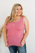 Uplifting Spirits Button Henley Tank Top- Bubblegum Pink