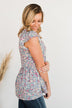 Fluttering Petals Floral Babydoll Top- Blue