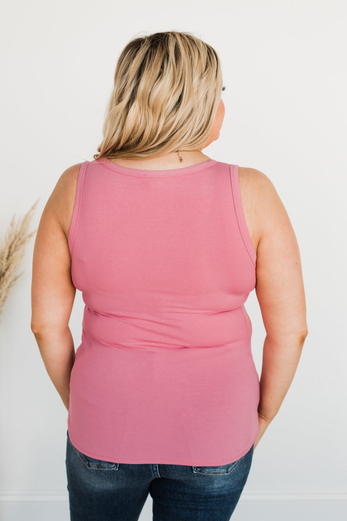 Uplifting Spirits Button Henley Tank Top- Bubblegum Pink