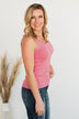 Uplifting Spirits Button Henley Tank Top- Bubblegum Pink
