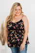 Chose Happiness Floral Tank Top- Black