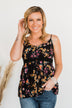 Chose Happiness Floral Tank Top- Black