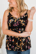 Chose Happiness Floral Tank Top- Black