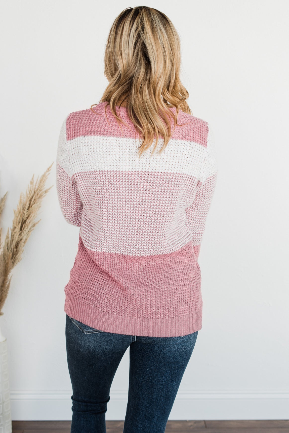 Enjoying Life Color Block Knit Sweater- Pink & Ivory