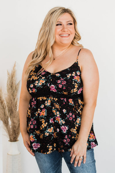 Chose Happiness Floral Tank Top- Black – The Pulse Boutique