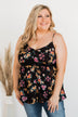 Chose Happiness Floral Tank Top- Black