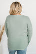 Loving You Thermal Button Knot Top- Light Sage