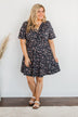 Our Time Together Floral V-Neck Dress- Navy