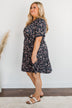 Our Time Together Floral V-Neck Dress- Navy