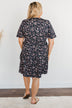 Our Time Together Floral V-Neck Dress- Navy