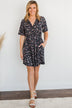 Our Time Together Floral V-Neck Dress- Navy