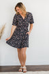 Our Time Together Floral V-Neck Dress- Navy