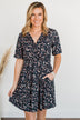 Our Time Together Floral V-Neck Dress- Navy