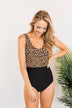 Cute By The Coast One-Piece Swimsuit- Black & Natural Leopard