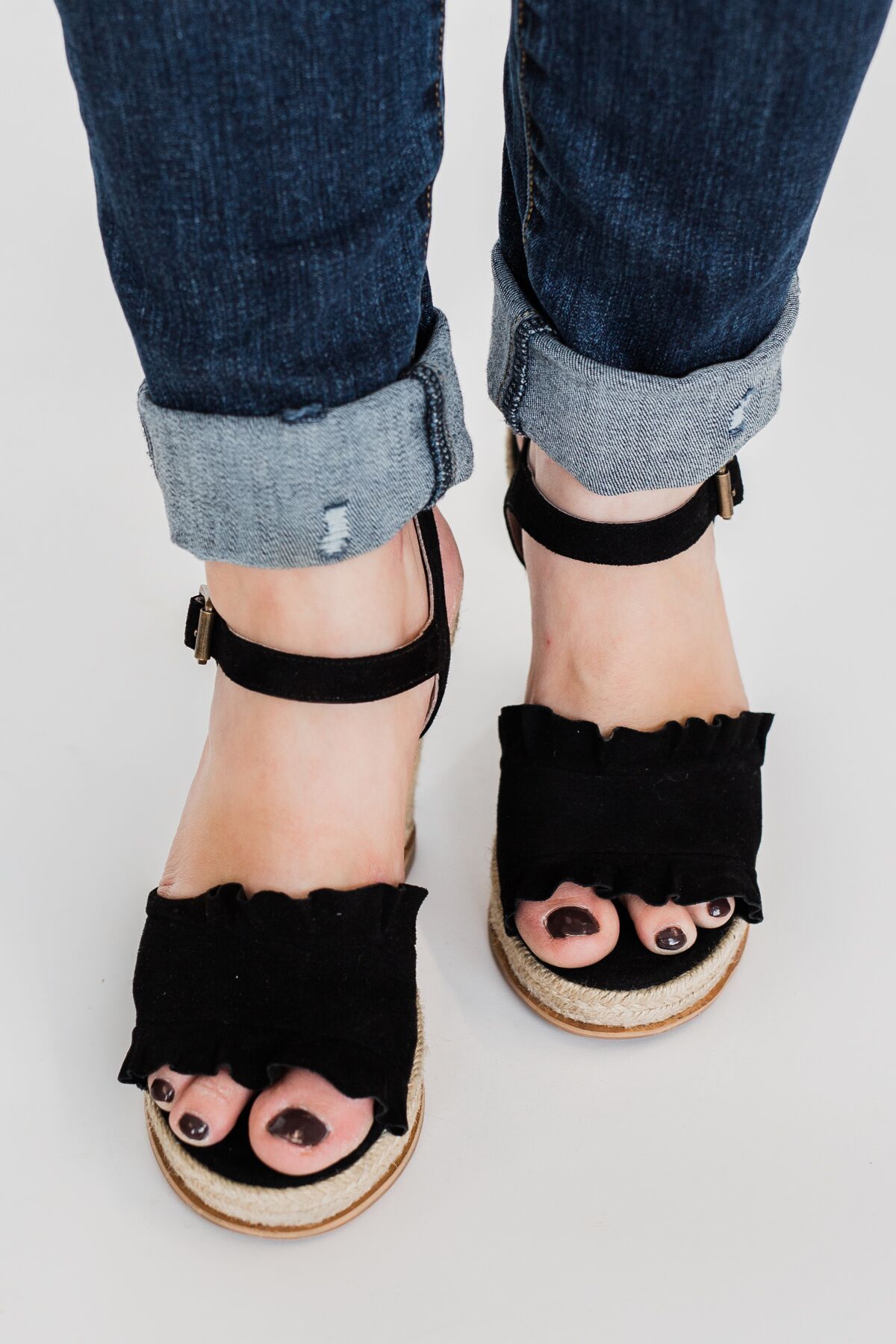 Naughty Monkey Love Wedges- Black