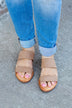 Soda Allie Slip On Sandals- Natural