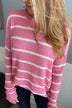 No Such Thing Striped Sweater- Pink & Ivory