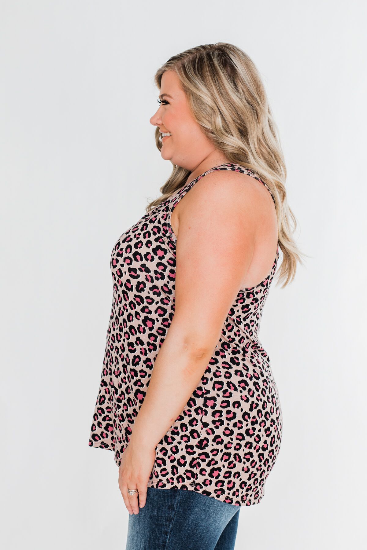 Wild And Free Leopard Tank Top- Mocha & Pink