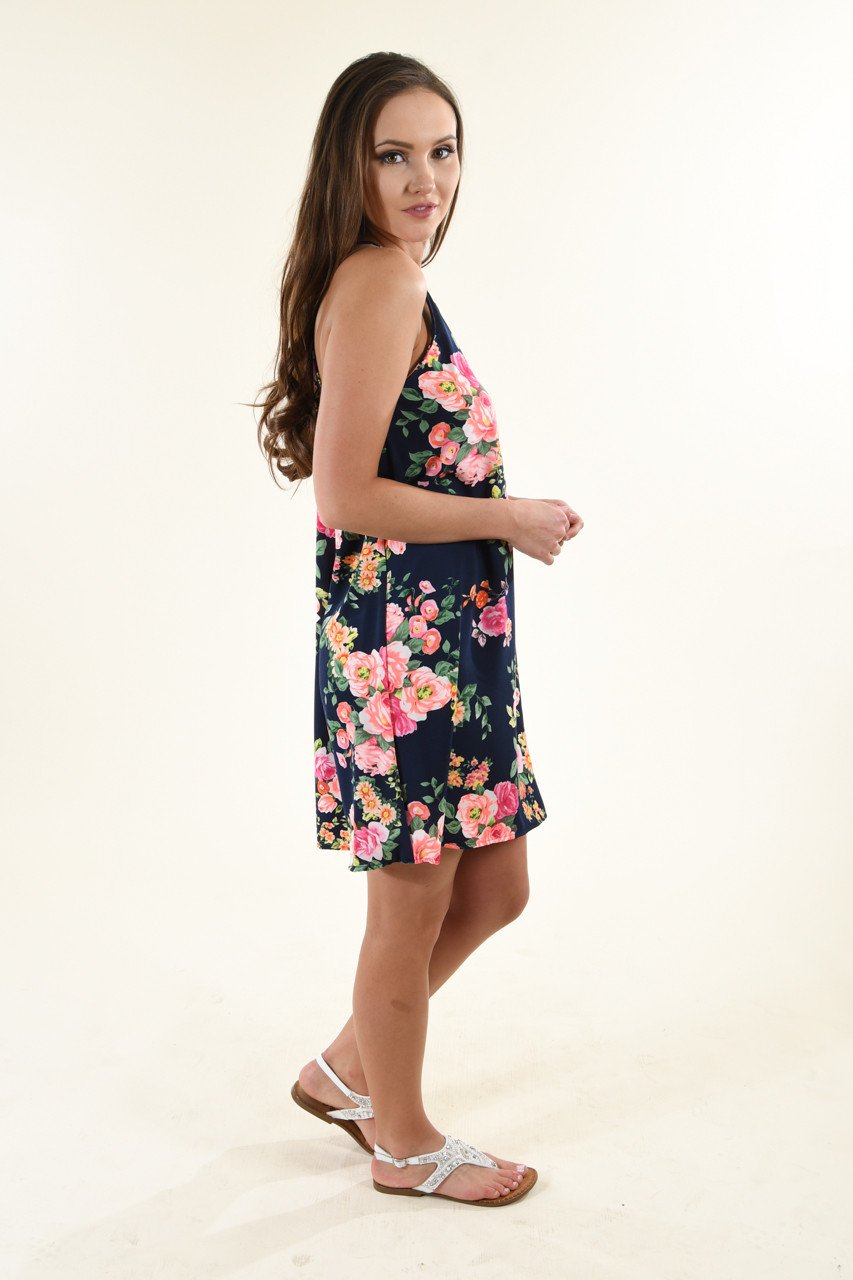 Floral Perfection Navy Dress