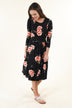 Black Floral Midi Dress