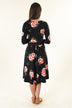 Black Floral Midi Dress