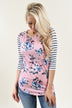 Striped Floral Top ~ Pink