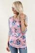 Striped Floral Top ~ Pink