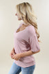 Raw Edge Mock Neck Top ~ Blush
