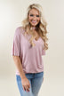 Raw Edge Mock Neck Top ~ Blush