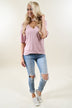 Raw Edge Mock Neck Top ~ Blush