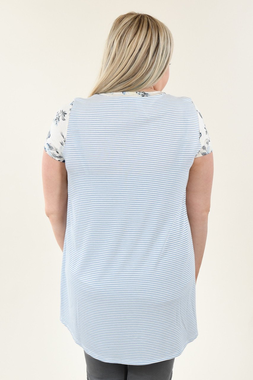 Mint Floral & Stripes Top