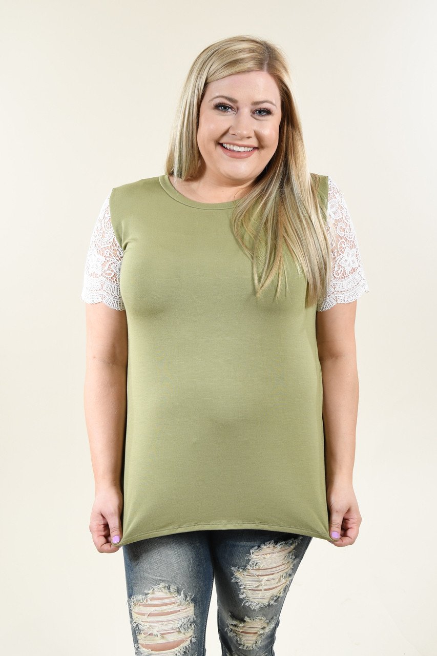 It's All Cool Detail Sleeve Top ~ Olive