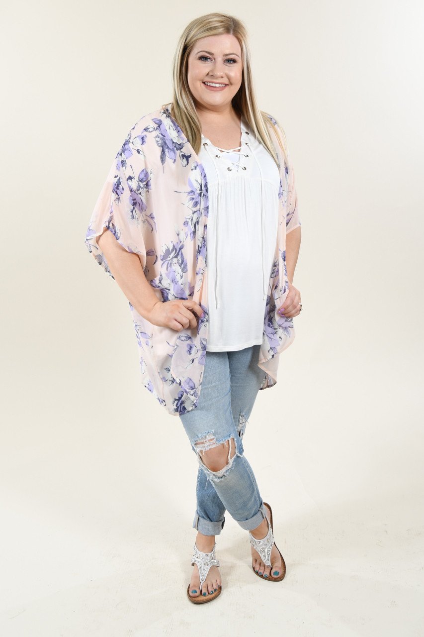 Pink & Purple Floral Kimono