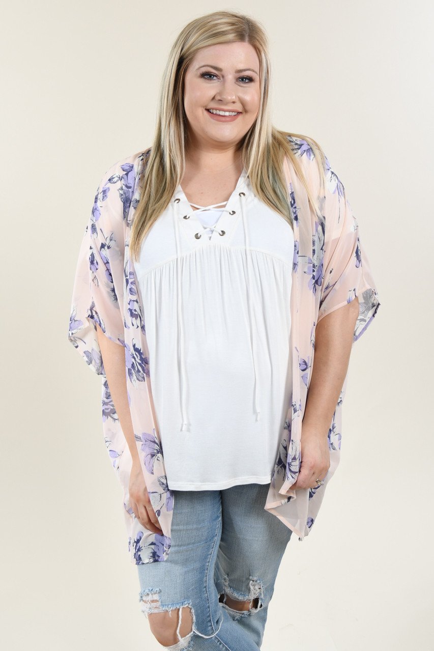 Pink & Purple Floral Kimono